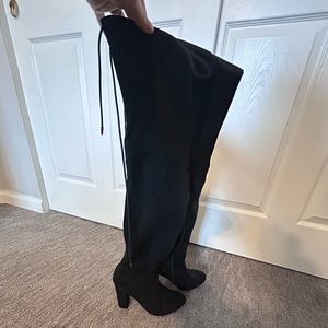 Black suede thigh-high boots